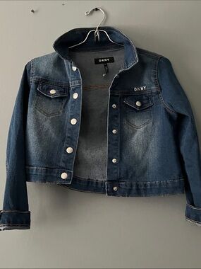 DKNY Indigo Blue Cropped Denim Jacket